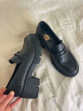 Chunky Black Penny Loafers